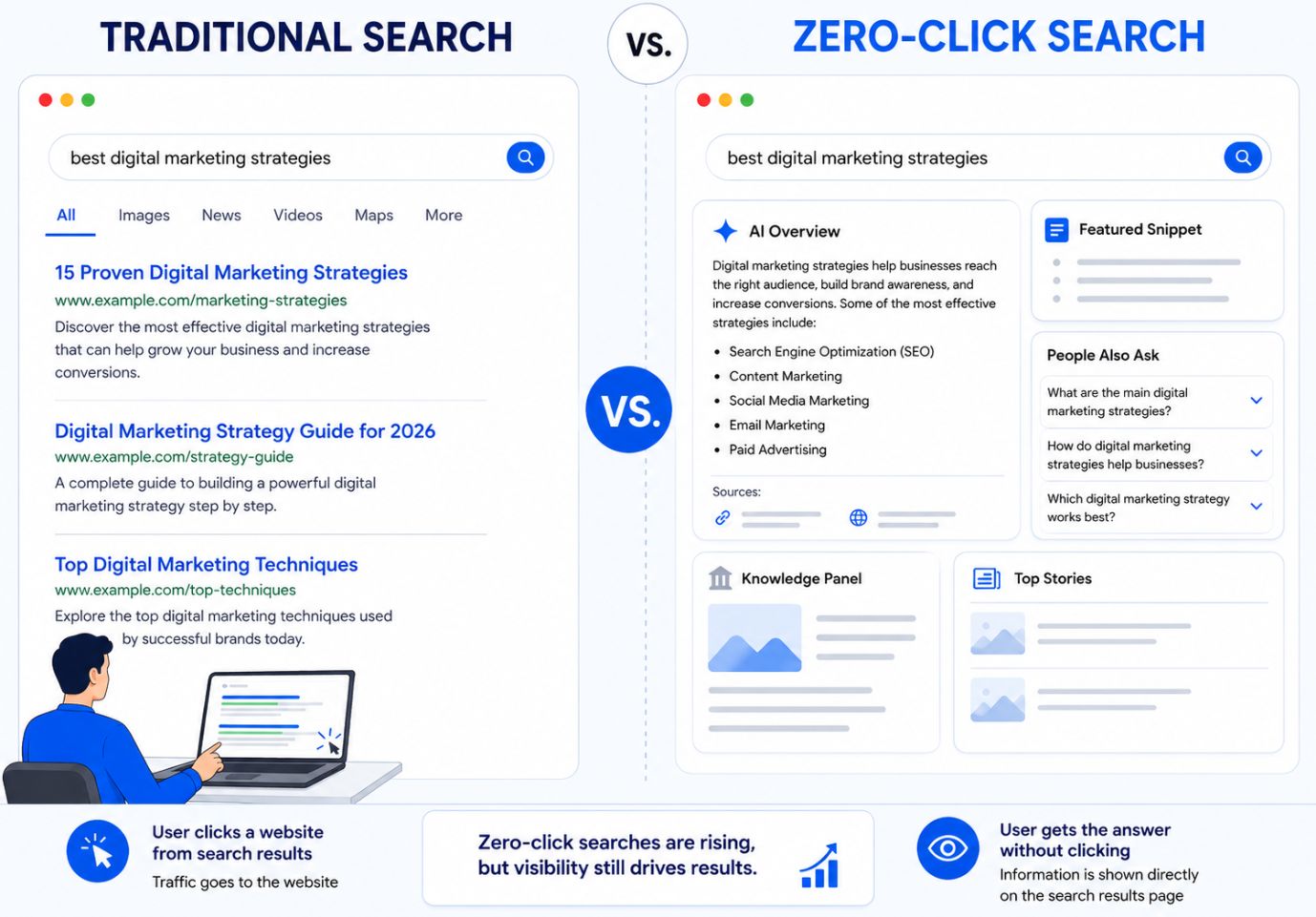 Traditional search vs zero click search